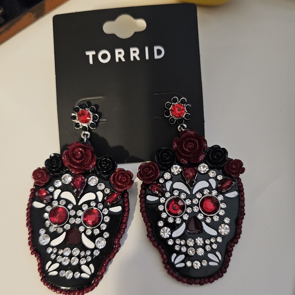 Torrid Black and Red Skull Earrings